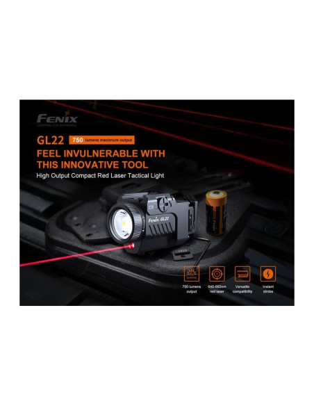 Linterna táctica blanca y con láser rojo Fenix ​​GL22