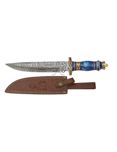Cuchillo de Caza Damasco Cachas Fantasy Blue