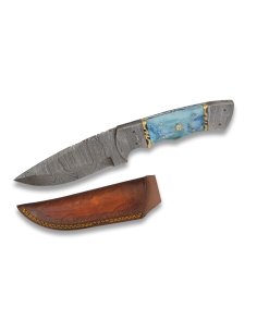 Cuchillo de Caza Damasco Hueso Azul