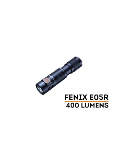 Mini Linterna Fénix EDC E05R 400 Lúmenes, con ráfaga y tamaño de pulgar (Negra)